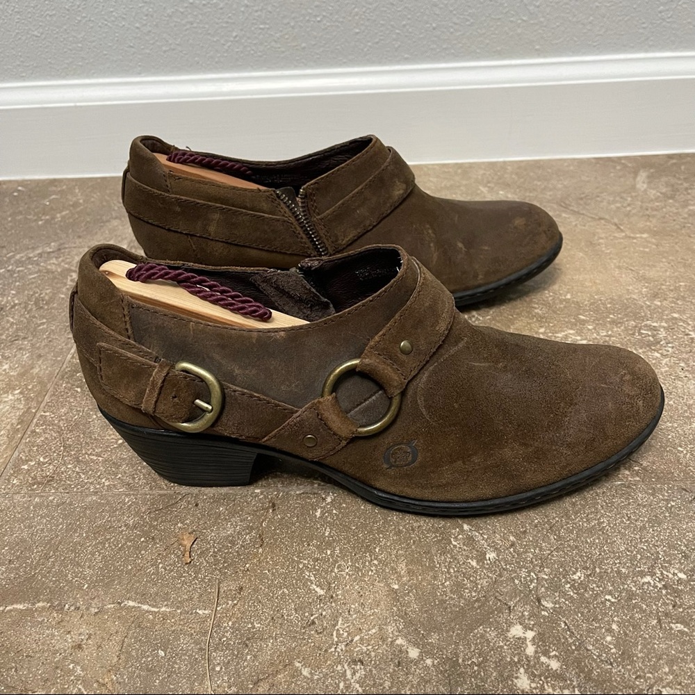 Born Suede Leather Heeled Ankle Boots